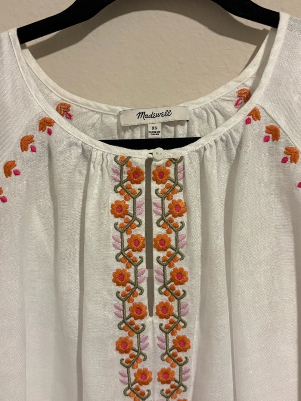Madewell White Embroidered Floral Ruffle Mini Dress XS